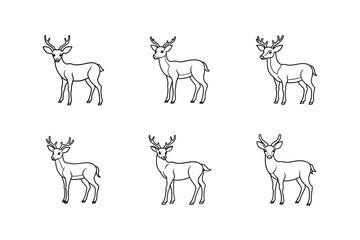 deer outline vector art illustration