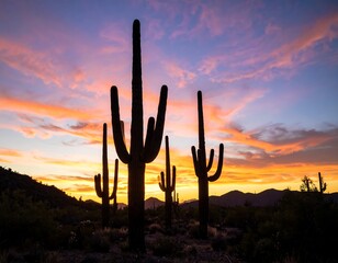 Silhouette saguaro sunset (1)