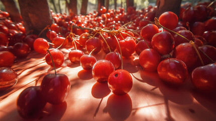 red cherries on the garden generated by mid journey 