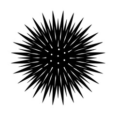 Black Spiny Sea Urchin Silhouette - Marine Life Underwater Animal Icon