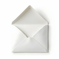 Open Blank Envelope on White Background Ready for Message