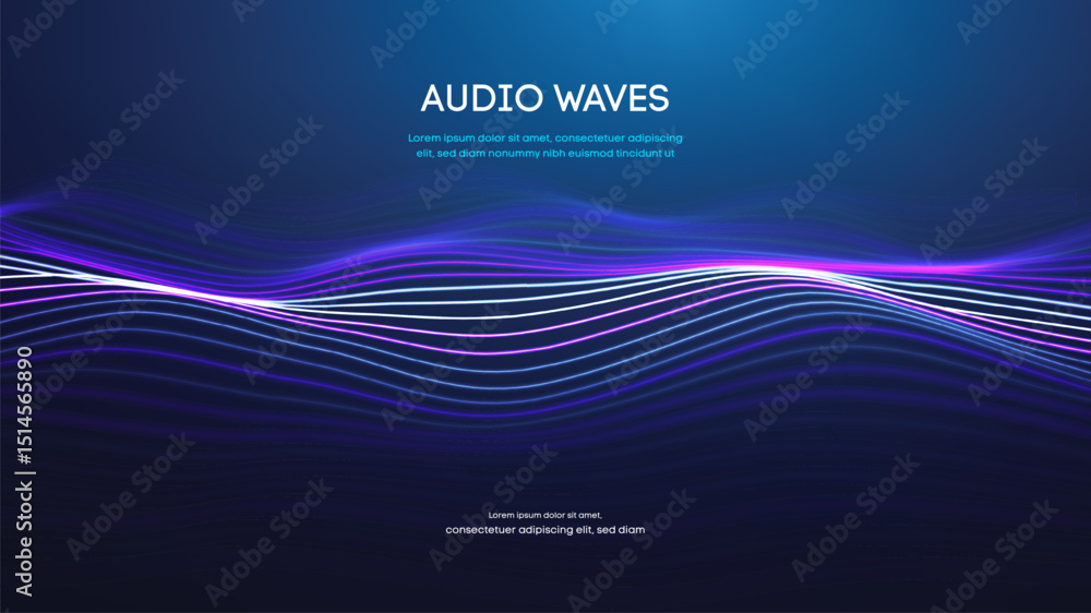 Poster wave sound abstract background music radio digital audio equalizer ai. frequency vector voice beat e