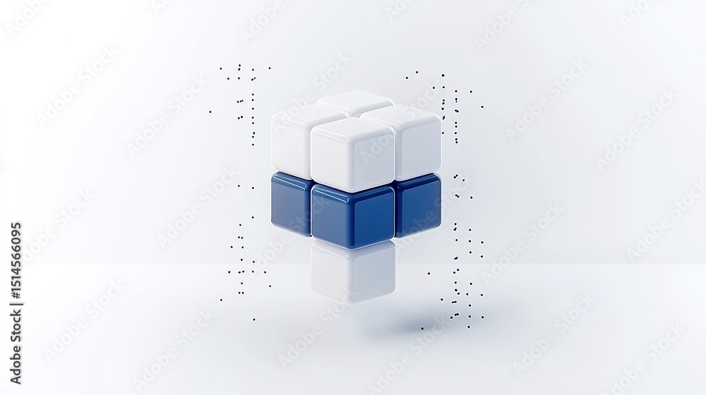 Poster floating isometric cube grid with subtle shadow