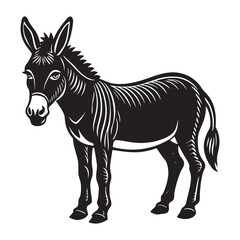 Fototapeta premium Donkey vector art silhouette.