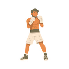 hipster man ready to boxing illustration