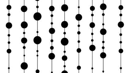 pattern of black beads on a white background, featuring simple shapes and a minimalist, monochrome design