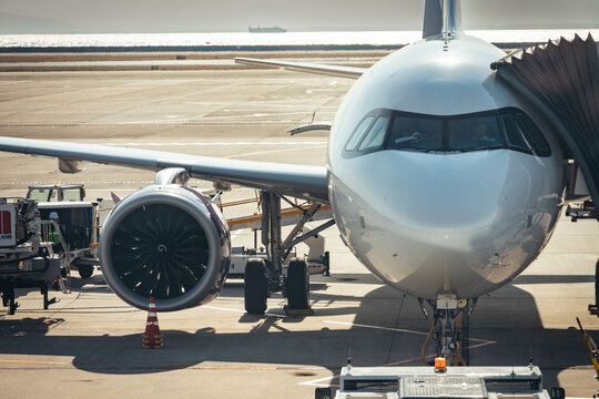 airplane with ground operation at airport