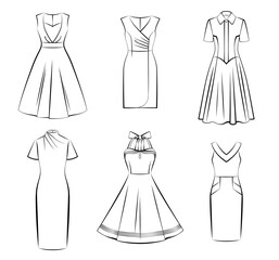 1562_Collection of woman fashion dress isolated on white background