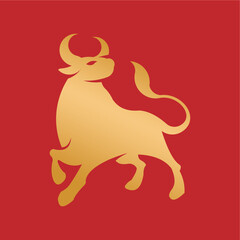 Soaring Ox Symbol: Auspicious Lunar New Year Vector Icon