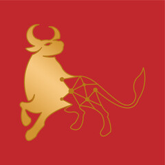 Soaring Ox Symbol: Auspicious Lunar New Year Vector Icon