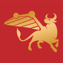 Soaring Ox Symbol: Auspicious Lunar New Year Vector Icon