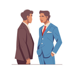 portrait of two businessman talking together illustration