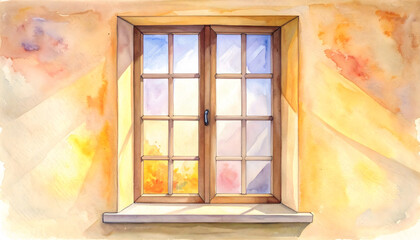 Fototapeta premium Warm Sunlight Streaming Through Window into a Cozy Room