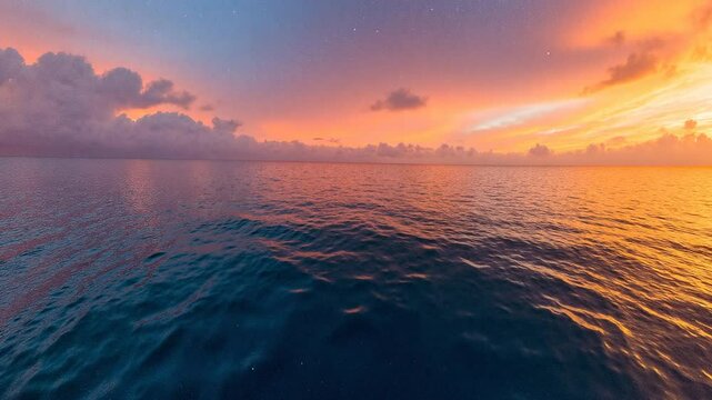 Open water, dramatic sunset - 360 loop video