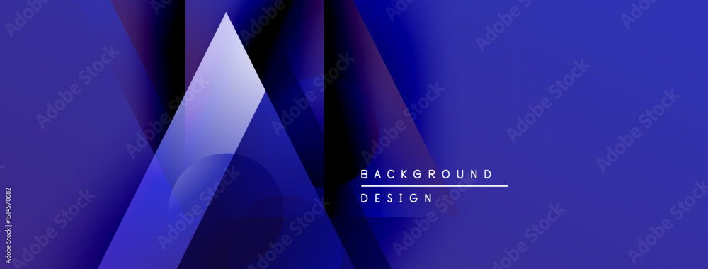 Poster abstract geometric shapes, blue gradients, modern design. minimalist composition with text elements,