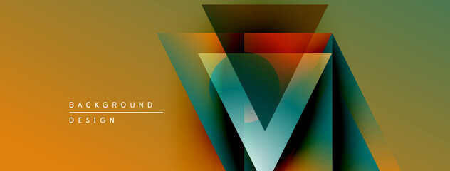 Abstract geometric design. Overlapping triangles create vibrant color gradients. Modern background suitable for digital projects.