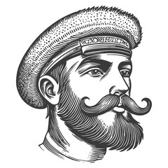 Vintage Engraving of a Distinguished Mustachioed Man Illustration