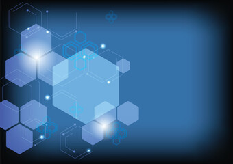 Hexagon technology abstract background, honey comb polygon pattern. Concept of modern design shape for futuristic sciencein geometric shape use for research creative wallpaper, biotechnology.