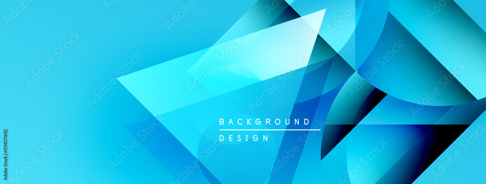 Poster Abstract blue background features geometric shapes, gradients. Modern design elements create dynamic visual texture.