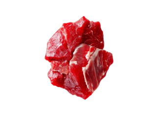 Ariel view of raw fresh meat isolated