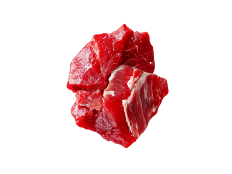 Ariel view of raw fresh meat isolated