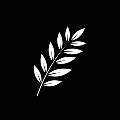Fototapeta premium A bold black laurel branch silhouette with compact