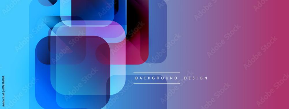Aufkleber abstract geometric shapes overlap, creating vibrant blue, purple gradients. minimalist design with t