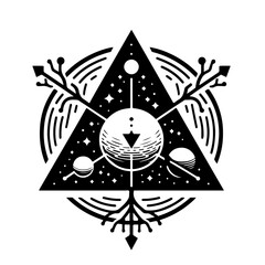 Mystical Geometric Symbol Vector - Celestial Triangle Silhouette