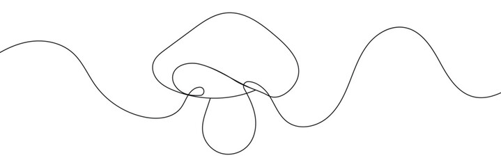 Continuous editable line drawing of mushroom. Mushroom icon in one line 
