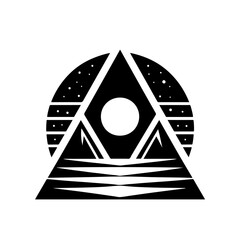 Minimal Geometric Triangle Icon - Celestial Abstract Vector Symbol