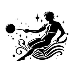 Aquarius Zodiac Man Silhouette - Celestial Water Bearer Vector
