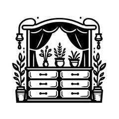 Stylish Vanity Dresser Icon - Home Decor Furniture Silhouette