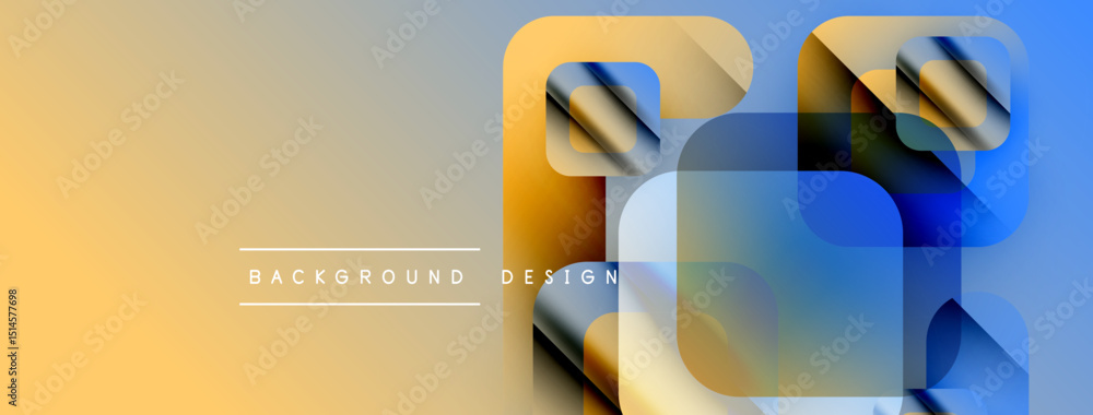 Poster Abstract geometric shapes, vibrant colors, gradient background. Modern design elements create dynamic visual effect.