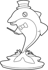 Naklejka premium Dolphin Wizard Magic wand Animal Vector Graphic Art Illustration
