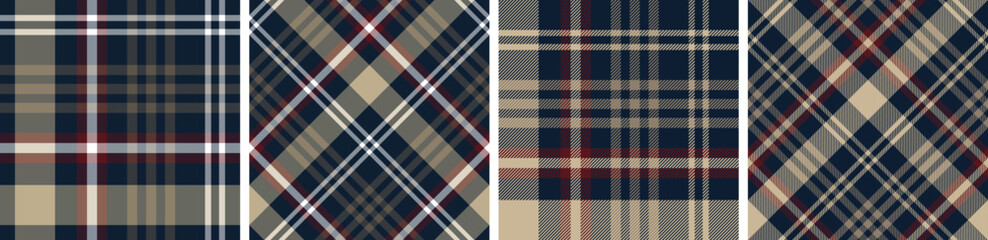 Plaid pattern set seamless tartan check plaid for skirt, tablecloth, blanket, duvet cover, or other modern fashion print.