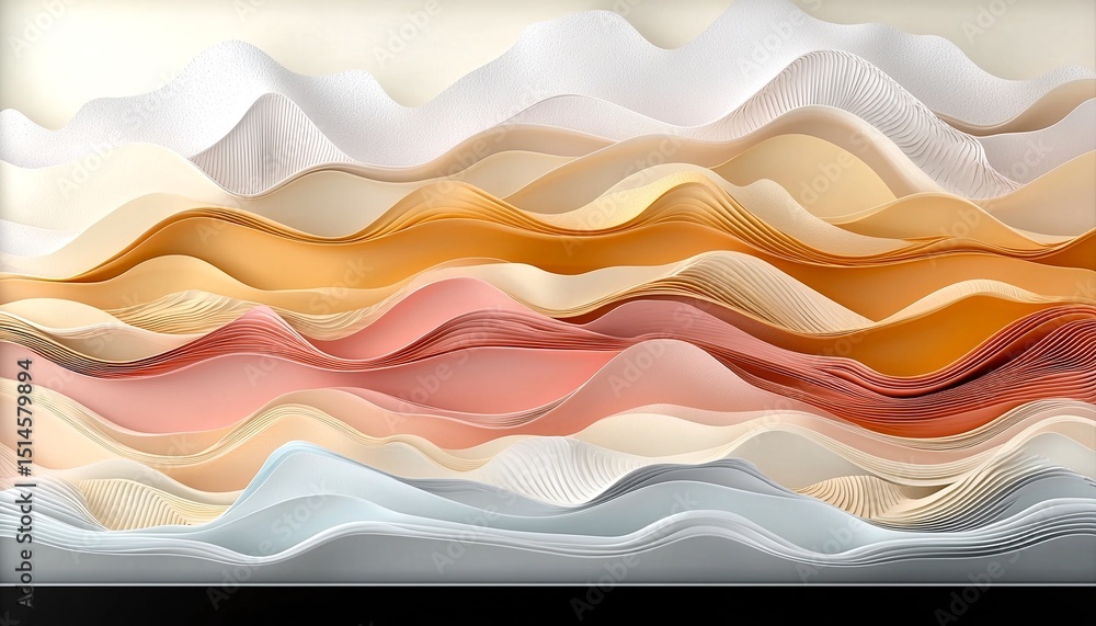 Poster abstract layered wave shapes with gradient background
