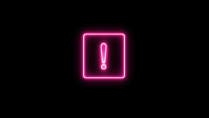 Neon warning icon illustration. glowing neon stop or problem road sign. Neon exclamation warning sign on black background. © MstHazera
