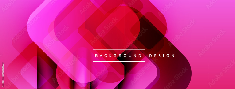 Aufkleber Abstract geometric shapes overlap, creating vibrant pink gradient background. Modern design suitable for digital projects.