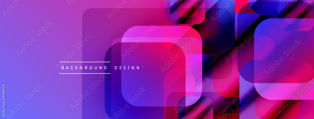 Poster abstract geometric shapes overlap. gradient colorspurple, pink, bluecreate modern visual effect. tex
