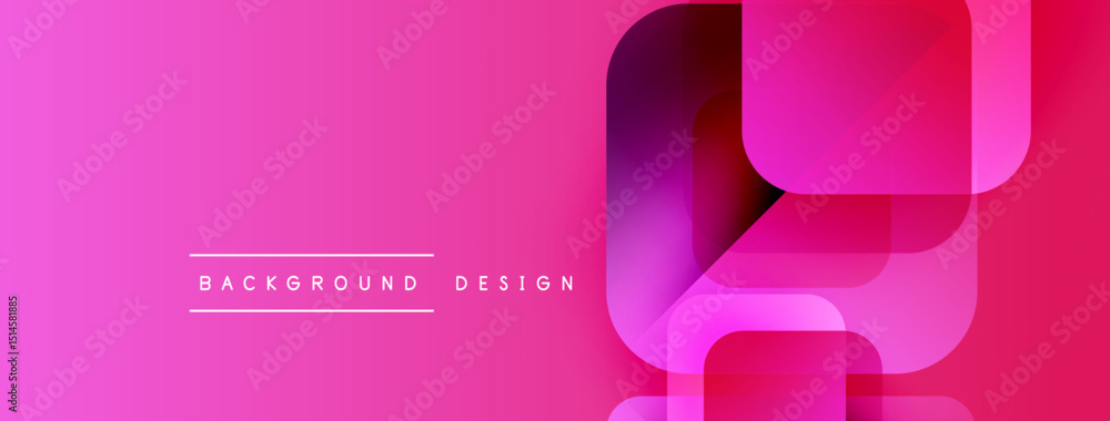 Aufkleber Abstract pink background. Geometric shapes overlap creating modern design. Gradient effect adds depth, visual interest.