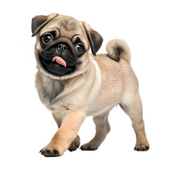 Fototapeta premium A cute Pug puppy isolated on transparent background