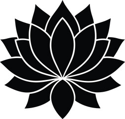 Stylized Lotus Flower Vector – Bold Black Silhouette with Floral Balance