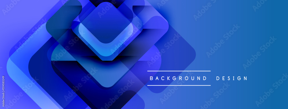 Aufkleber Abstract blue layers create dynamic visual effect. Modern design elements suggest technology, innovation, depth. Simple text reads background design.