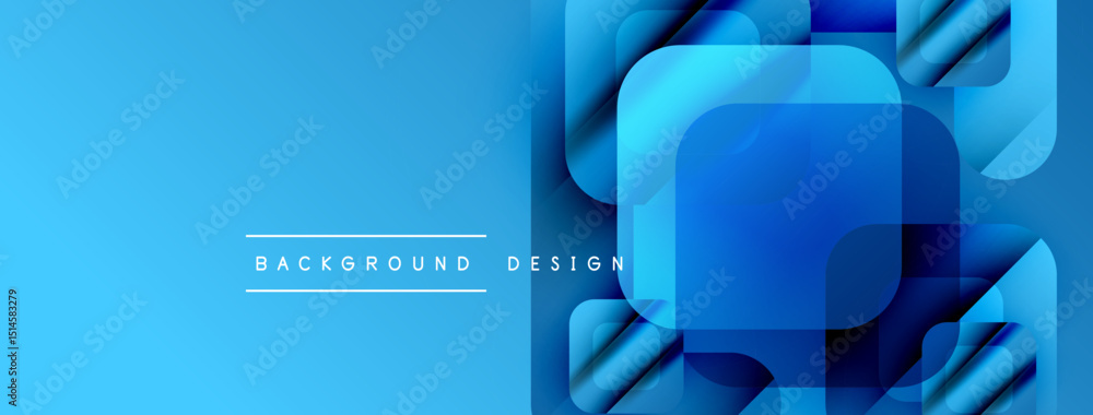 Aufkleber Abstract blue design features layered squares, rectangles. Modern aesthetic, clean lines, vibrant color scheme. Background elements create depth.