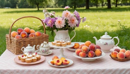 Picnic in nature with people relaxing outdoors, enjoying fresh air, food, and scenic views in a peaceful natural setting. Perfect leisure moment.