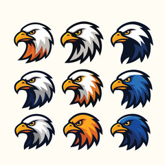 Eagle head logo, silhouette set