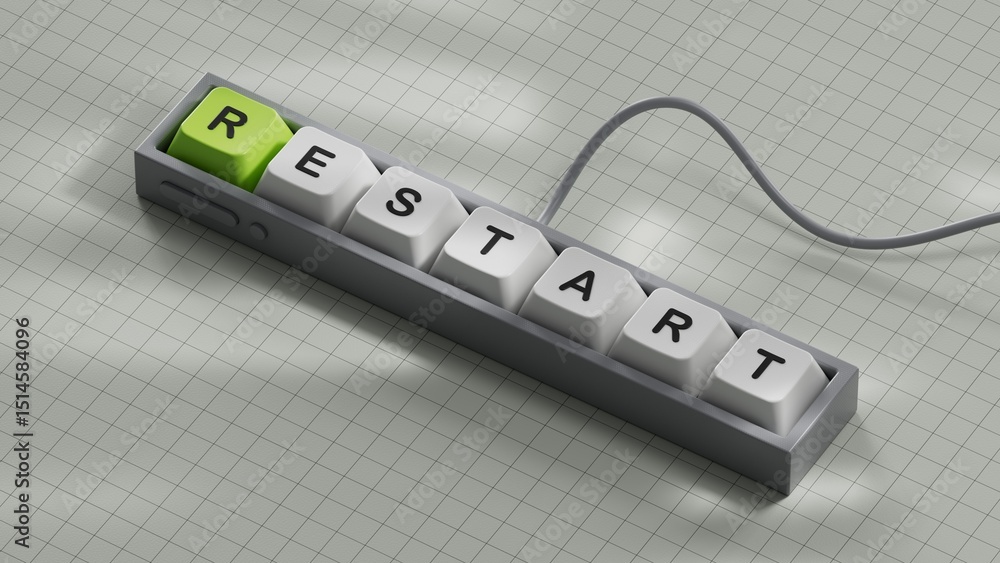 Aufkleber wooden blocks with the text: restart. new business relaunch startup concept.3d rendering on white ba