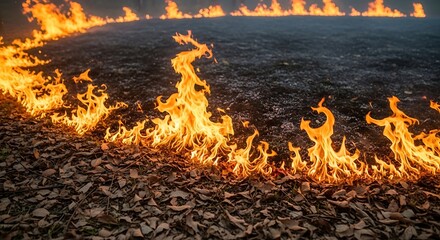 Wildfire Consuming Field, Environmental Disaster, Climate Change