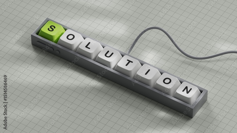 Poster solution.3d illustration of computer keyboard keys.close up of computer keyboard keys,3d rendering o