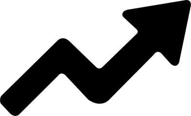 ジグザグ上昇矢印アイコン・成長と成功の象徴・黒シルエット